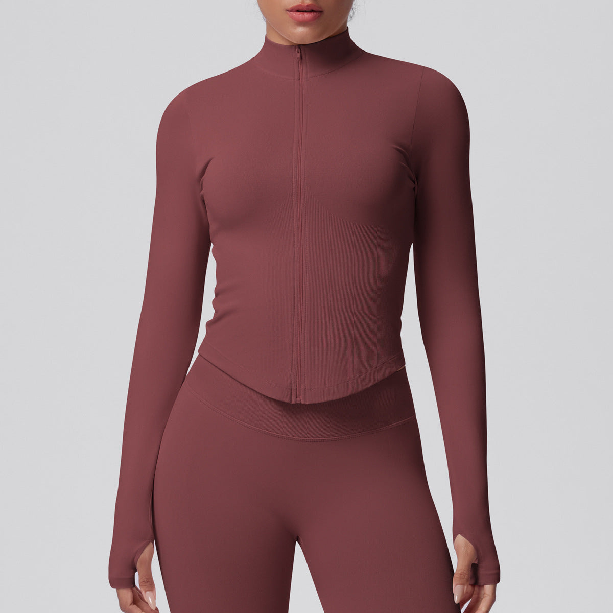 Veste moulante sans coutures — respirante, élastique et col montant