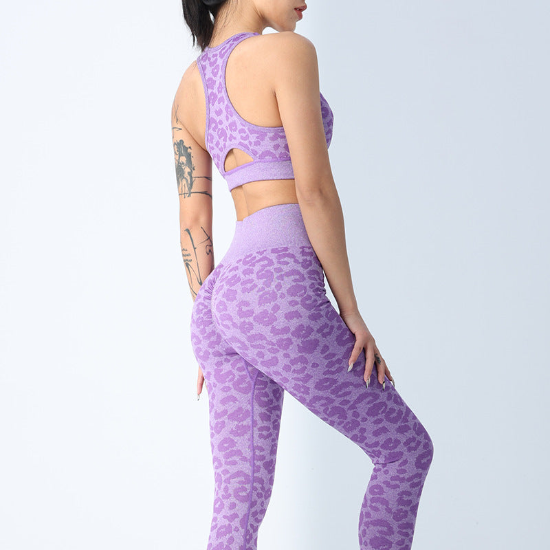 Ensemble de fitness sans coutures — taille haute et motifs élégants