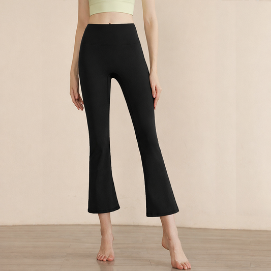 Pantalon de yoga femme taille haute — extensible jambes larges