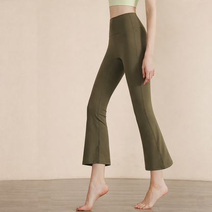 Pantalon de yoga femme taille haute — extensible jambes larges