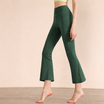 Pantalon de yoga femme taille haute — extensible jambes larges