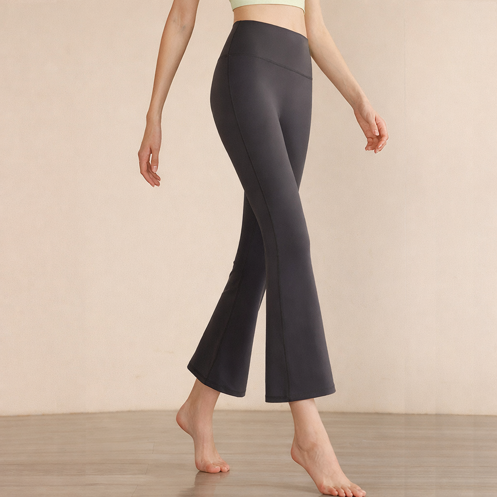 Pantalon de yoga femme taille haute — extensible jambes larges