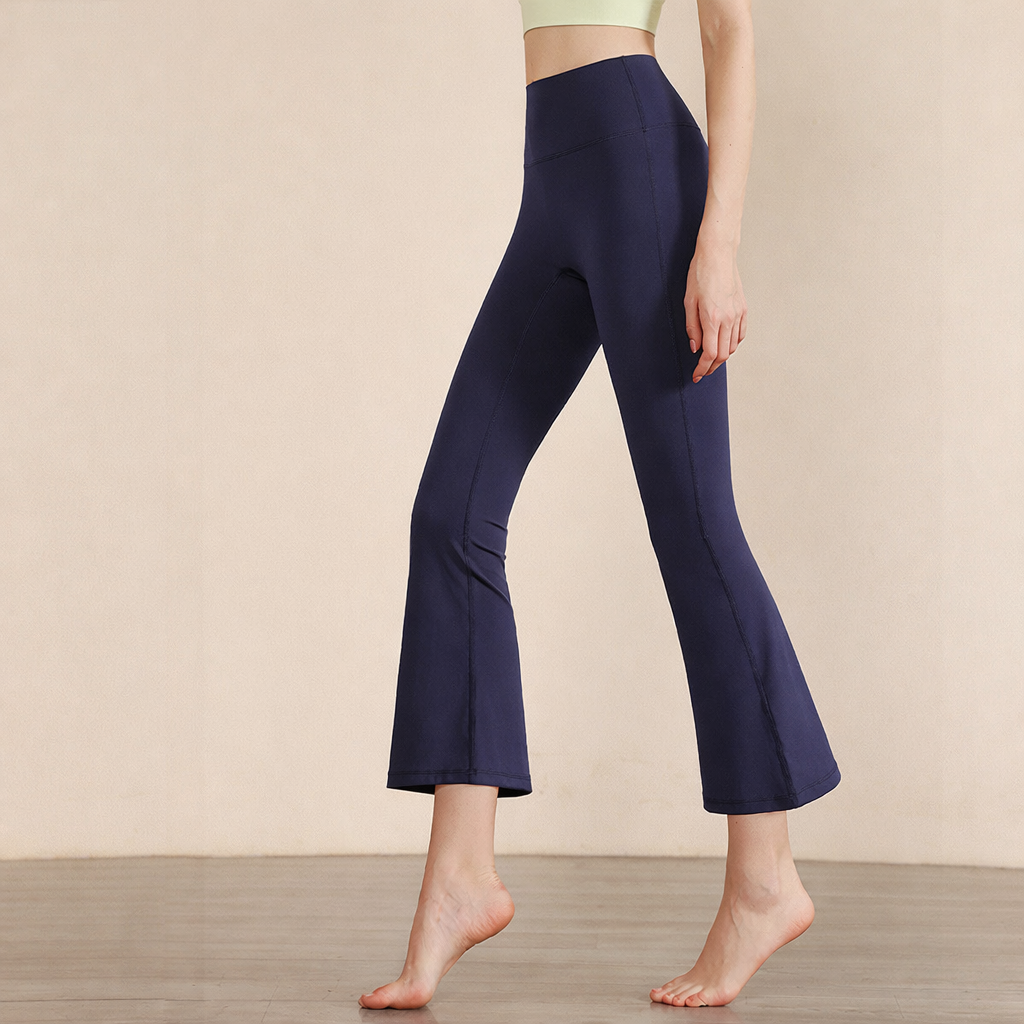 Pantalon de yoga femme taille haute — extensible jambes larges