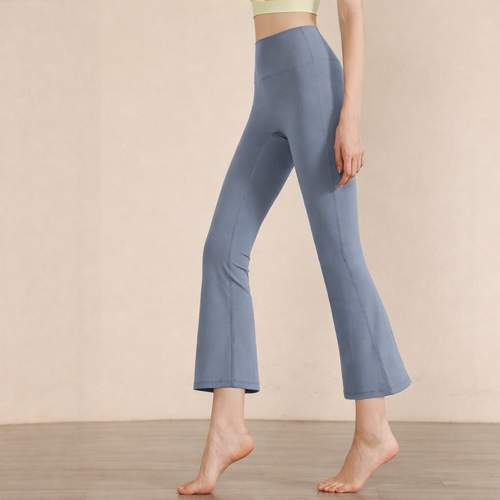 Pantalon de yoga femme taille haute — extensible jambes larges