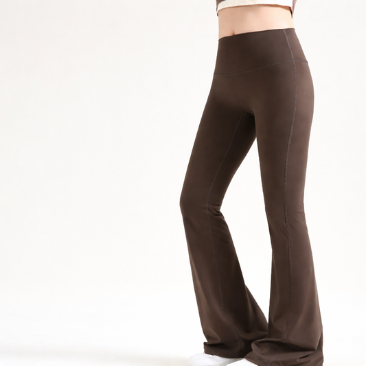 Pantalon évasé ajusté femme — idéal yoga, taille élastique