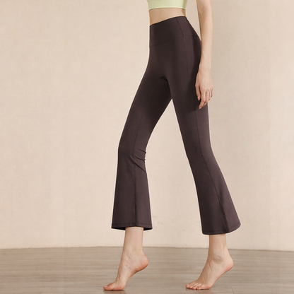 Pantalon de yoga femme taille haute — extensible jambes larges