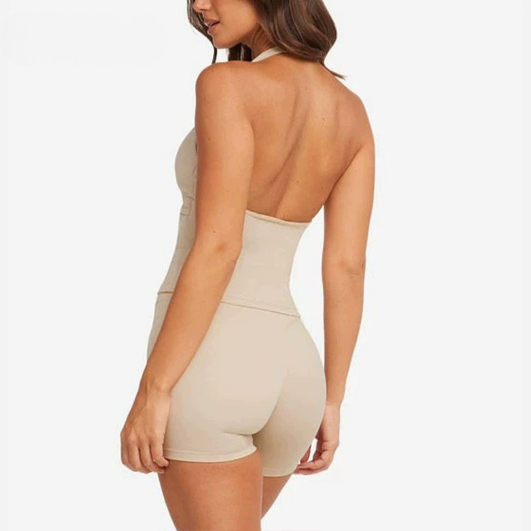 Ensemble sport deux pièces — soutien-gorge à col en V et short