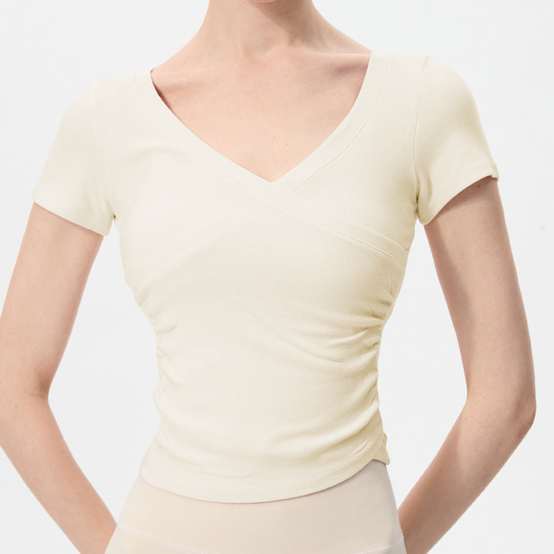 Haut de Yoga Sexy à Col en V — T-shirt de Sport Ajusté