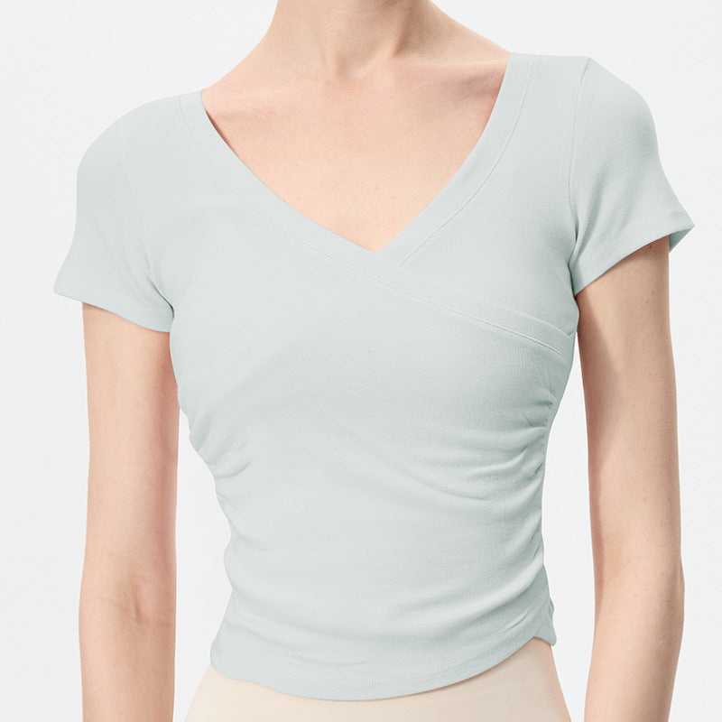 Haut de Yoga Sexy à Col en V — T-shirt de Sport Ajusté