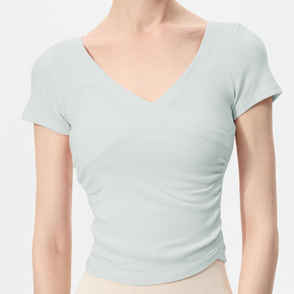 Haut de Yoga Sexy à Col en V — T-shirt de Sport Ajusté