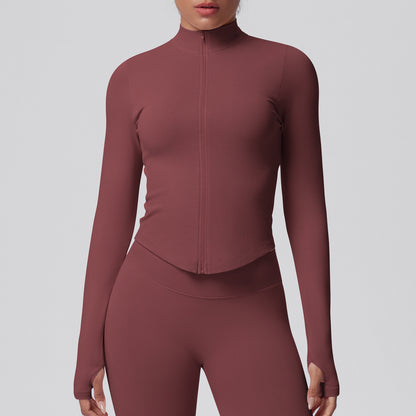 Veste moulante sans coutures — respirante, élastique et col montant
