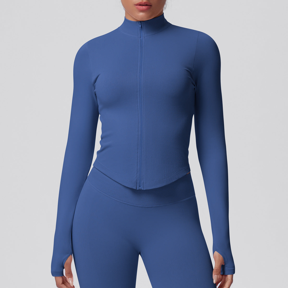 Veste moulante sans coutures — respirante, élastique et col montant
