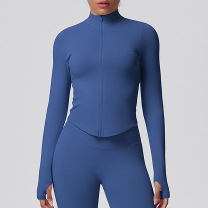 Veste moulante sans coutures — respirante, élastique et col montant