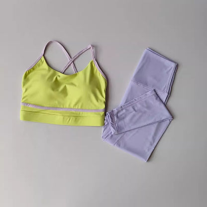 Combinaison fitness femme — dos Nu avec blocs de couleurs