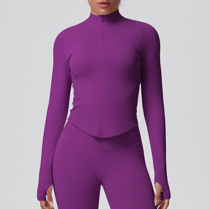 Veste moulante sans coutures — respirante, élastique et col montant