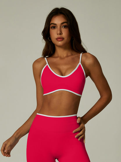 Ensemble de yoga moulant dos nu — sans coutures et à blocs de couleurs