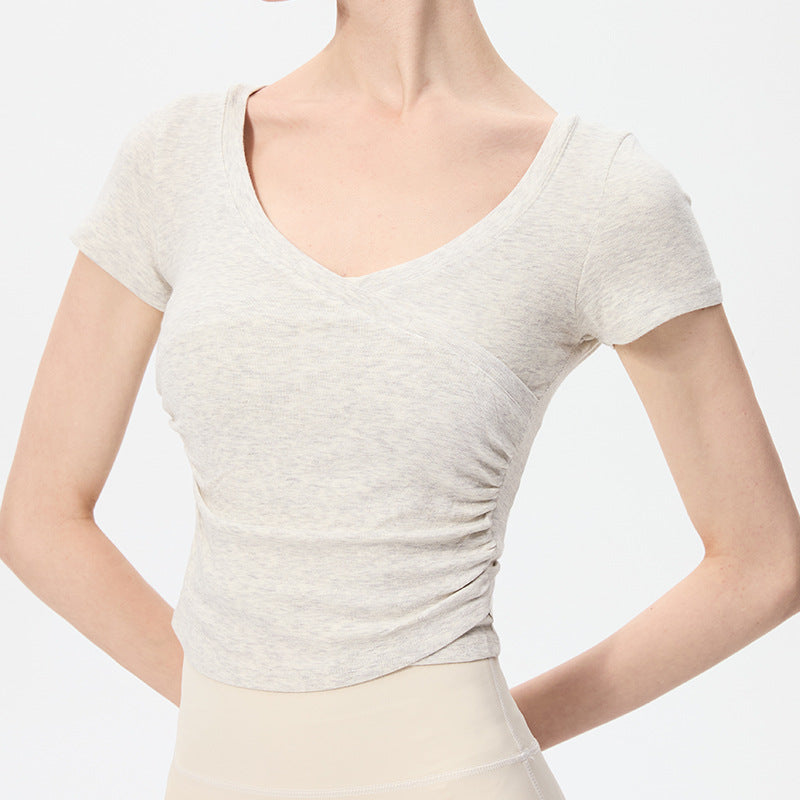 Haut de Yoga Sexy à Col en V — T-shirt de Sport Ajusté