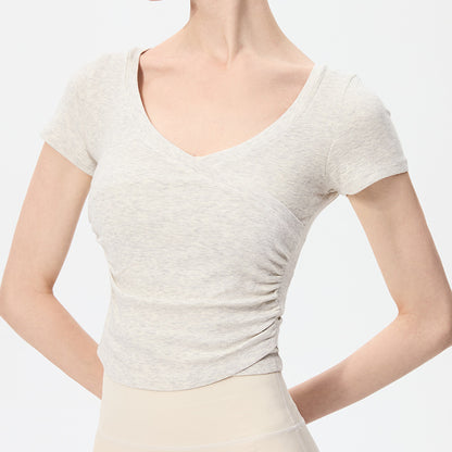 Haut de Yoga Sexy à Col en V — T-shirt de Sport Ajusté