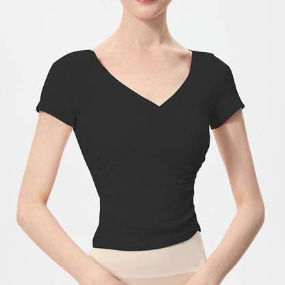 Haut de Yoga Sexy à Col en V — T-shirt de Sport Ajusté