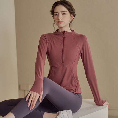 Haut de Yoga Demi-Zip — Idéal pour Course à Pied