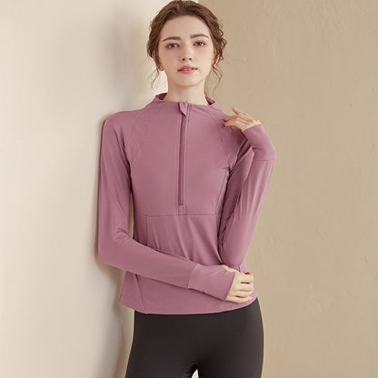 Haut de Yoga Demi-Zip — Idéal pour Course à Pied
