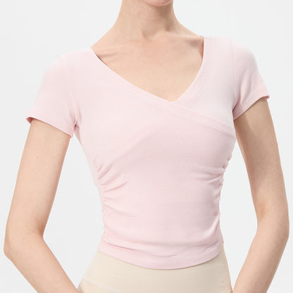 Haut de Yoga Sexy à Col en V — T-shirt de Sport Ajusté