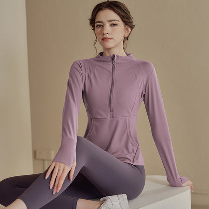 Haut de Yoga Demi-Zip — Idéal pour Course à Pied