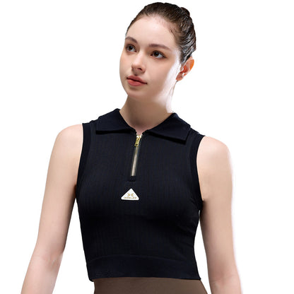 Débardeur col polo sport — brassière intégrée et tissu respirant