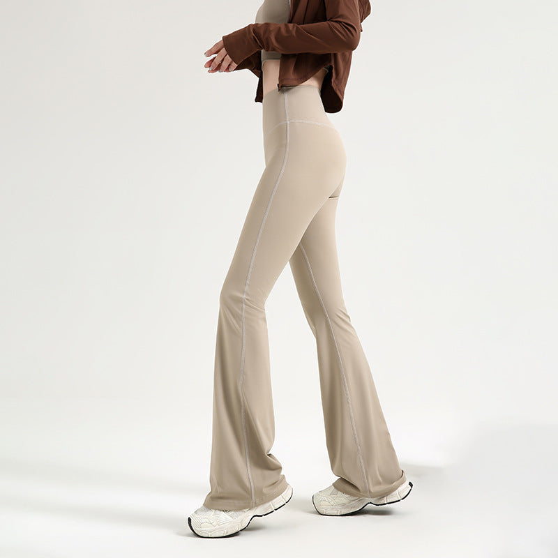 Pantalon évasé ajusté femme — idéal yoga, taille élastique