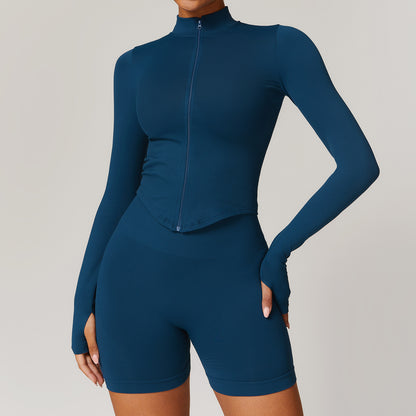 Veste de yoga à manches longues zippée – col montant