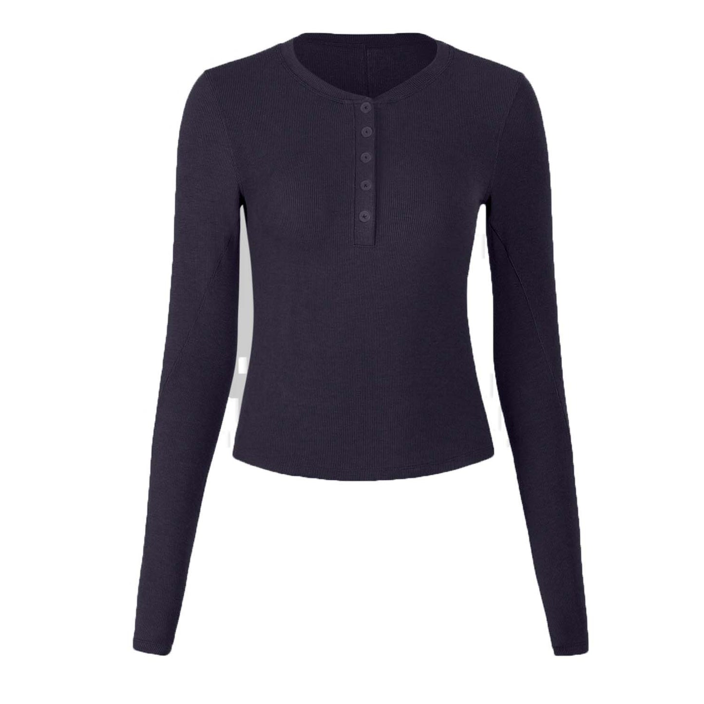 T-shirt henley femme — tissu respirant et élastique pour yoga et course