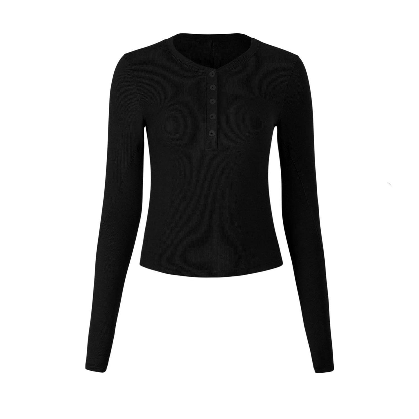 T-shirt henley femme — tissu respirant et élastique pour yoga et course