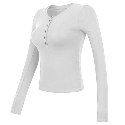 T-shirt à manches longues et col henley – confort et élégance pour yoga