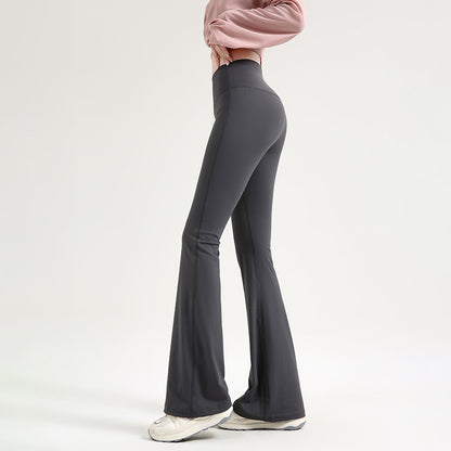 Pantalon évasé ajusté femme — idéal yoga, taille élastique