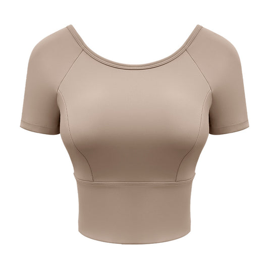 Top yoga croisé en maille — confort et style moderne