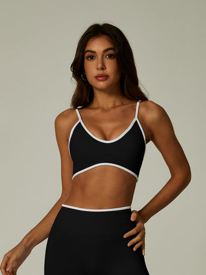 Ensemble de yoga moulant dos nu — sans coutures et à blocs de couleurs