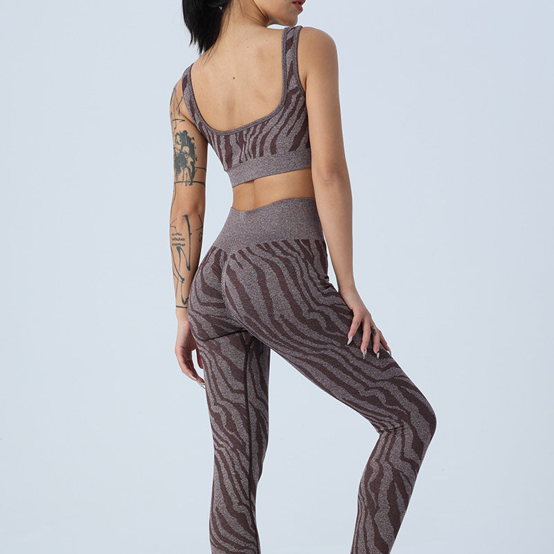 Ensemble de fitness sans coutures — taille haute et motifs élégants