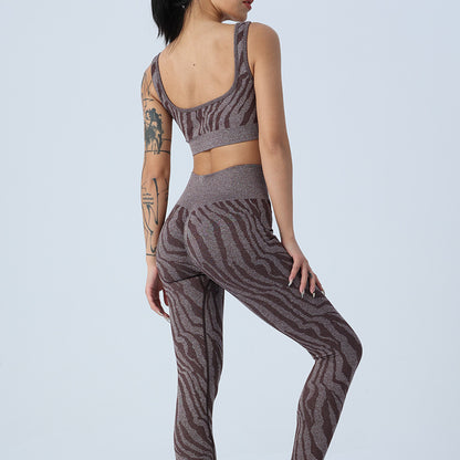 Ensemble de fitness sans coutures — taille haute et motifs élégants