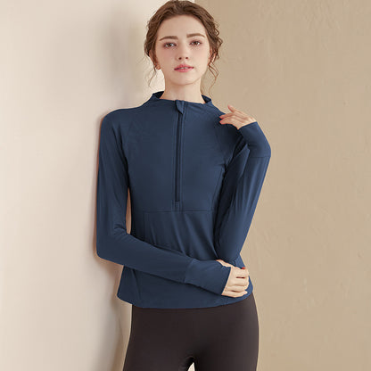 Haut de Yoga Demi-Zip — Idéal pour Course à Pied