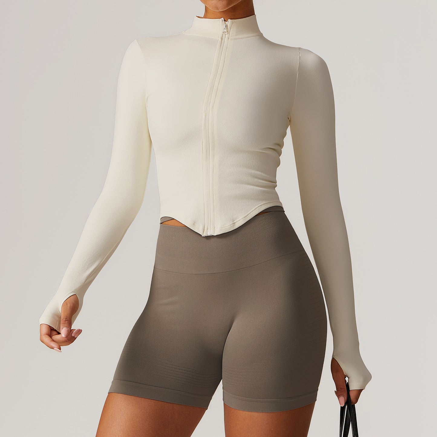 Veste de yoga à manches longues zippée – col montant