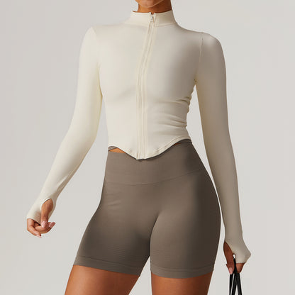 Veste de yoga à manches longues zippée – col montant