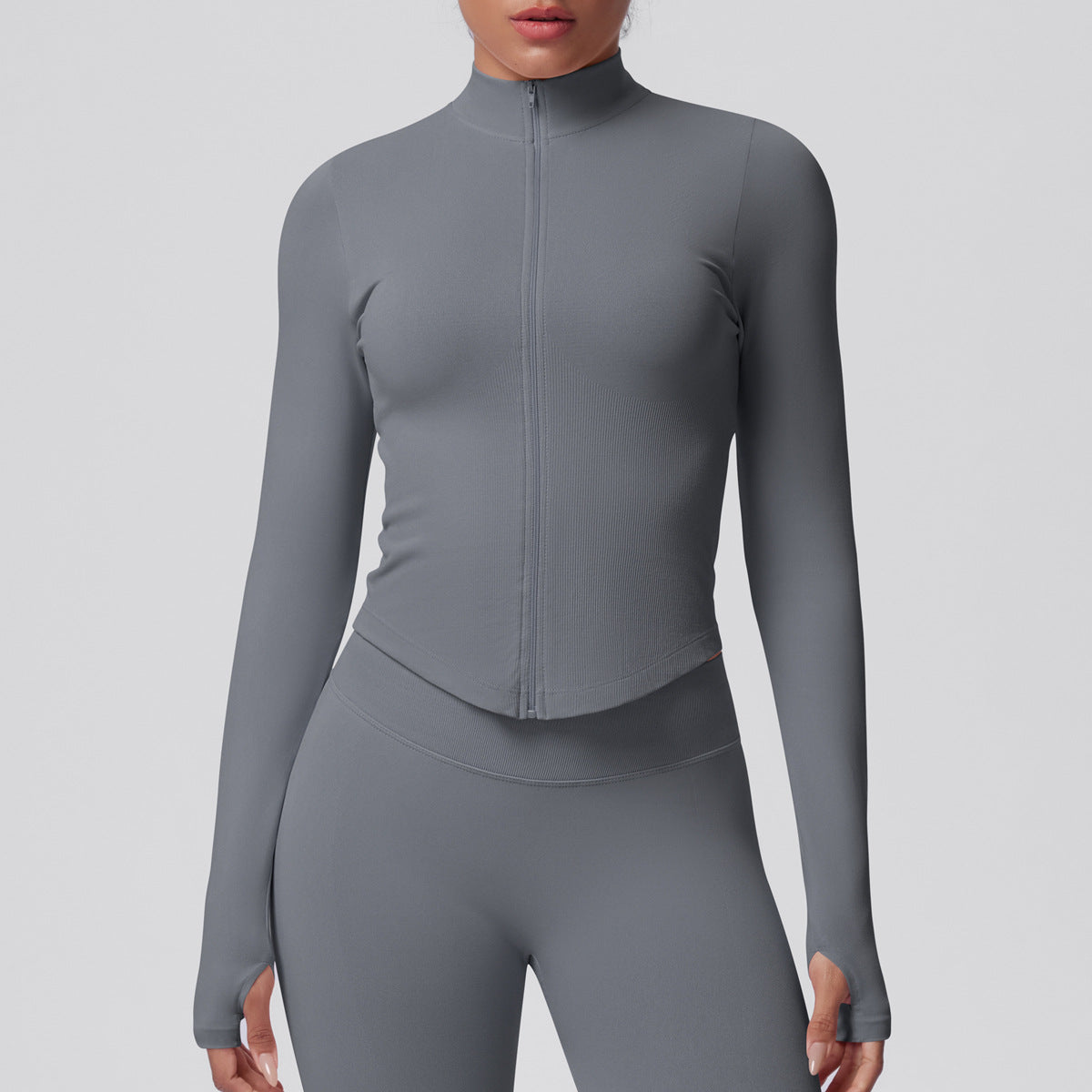 Veste moulante sans coutures — respirante, élastique et col montant
