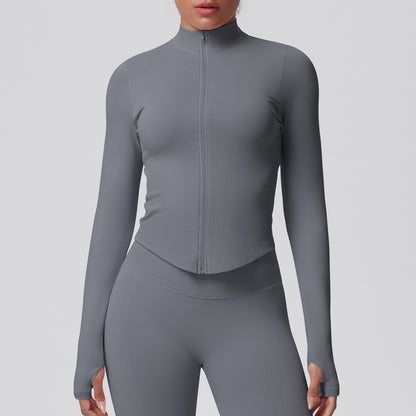 Veste moulante sans coutures — respirante, élastique et col montant