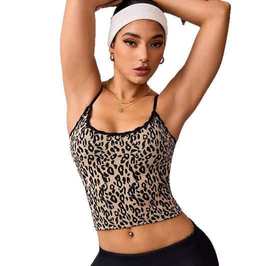 Soutien-gorge de sport sexy à imprimé léopard — idéal pour le yoga et les sports de fitness