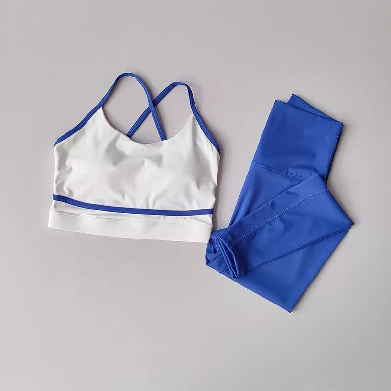 Combinaison fitness femme — dos Nu avec blocs de couleurs