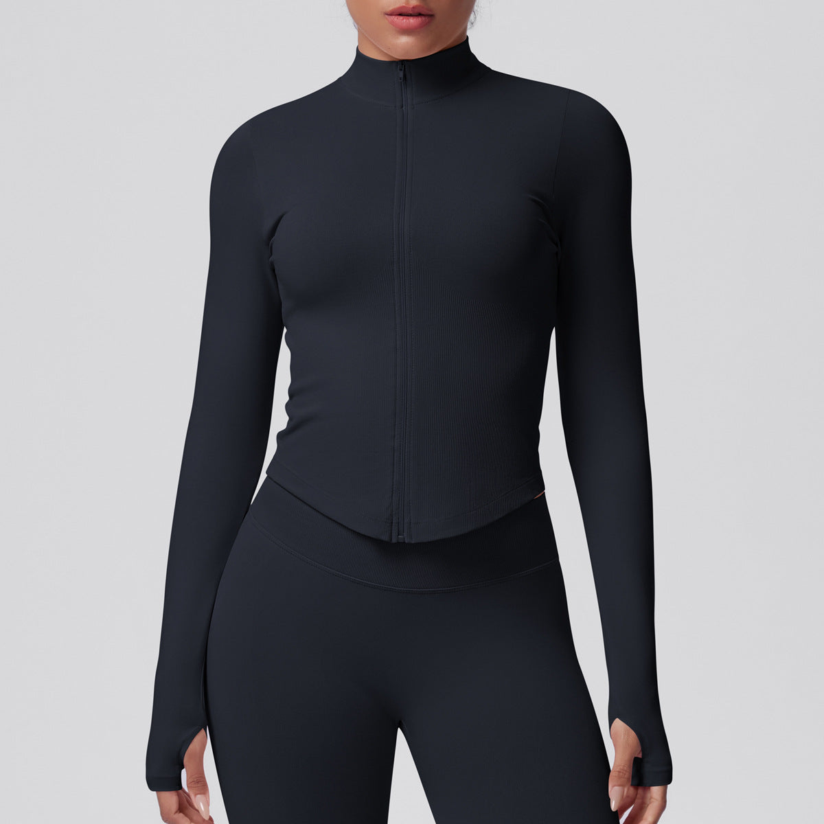 Veste moulante sans coutures — respirante, élastique et col montant