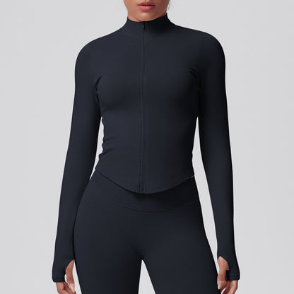 Veste moulante sans coutures — respirante, élastique et col montant