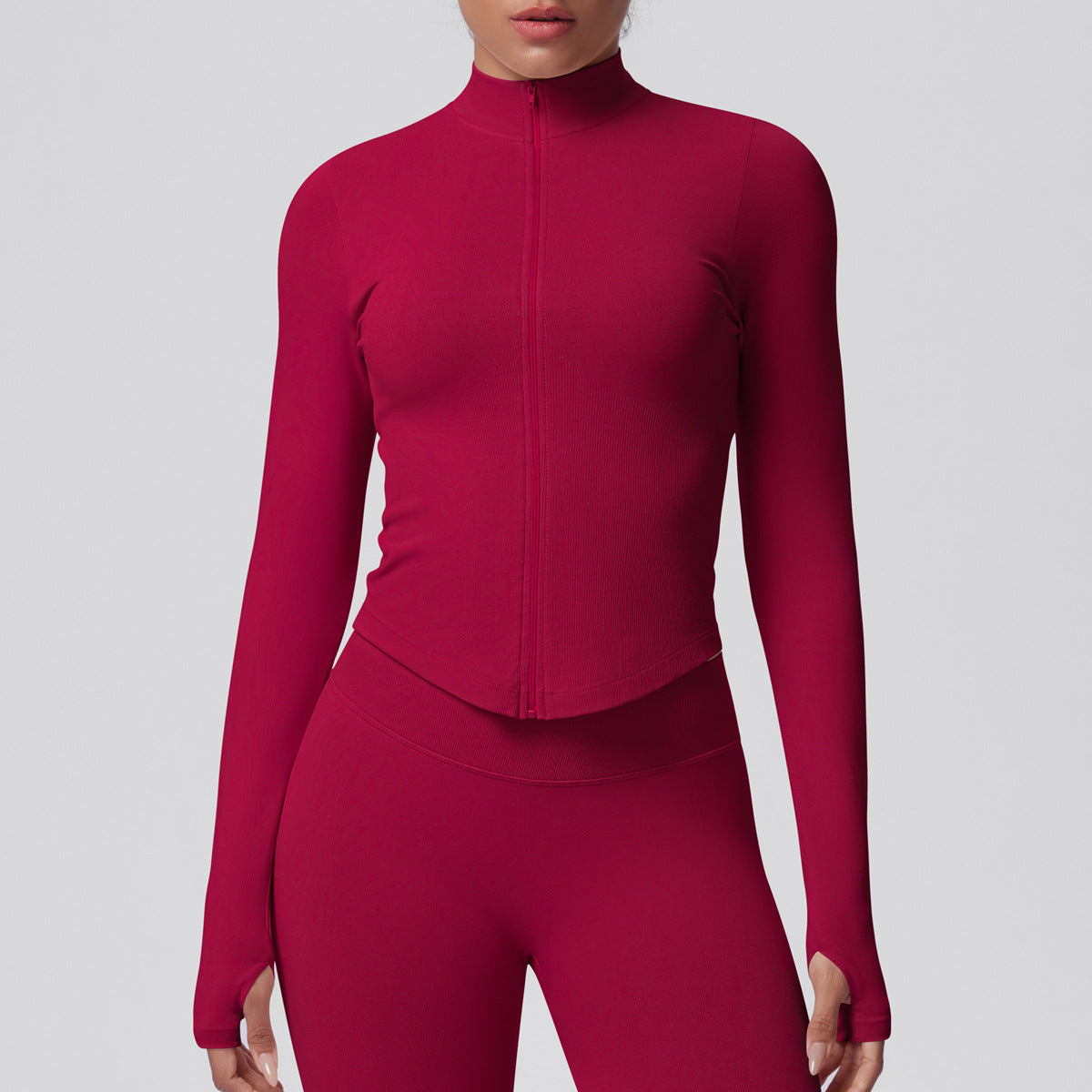 Veste moulante sans coutures — respirante, élastique et col montant
