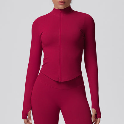 Veste moulante sans coutures — respirante, élastique et col montant
