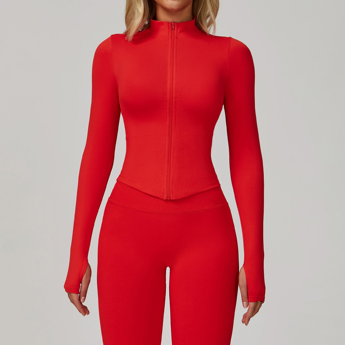 Veste de yoga à manches longues zippée – col montant